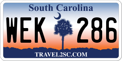 SC license plate WEK286