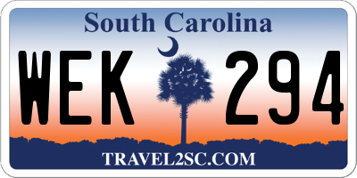 SC license plate WEK294