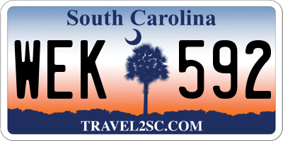 SC license plate WEK592
