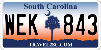 SC license plate WEK843