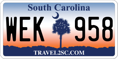 SC license plate WEK958