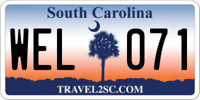 SC license plate WEL071
