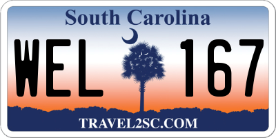 SC license plate WEL167