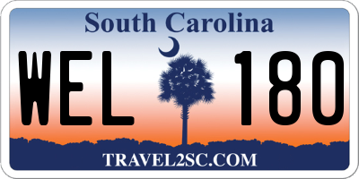 SC license plate WEL180