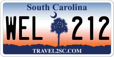 SC license plate WEL212
