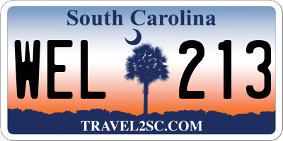 SC license plate WEL213