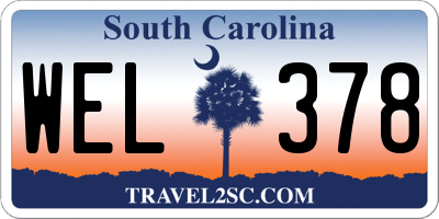 SC license plate WEL378