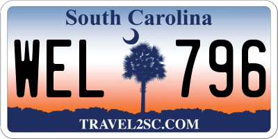 SC license plate WEL796