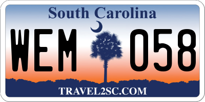 SC license plate WEM058
