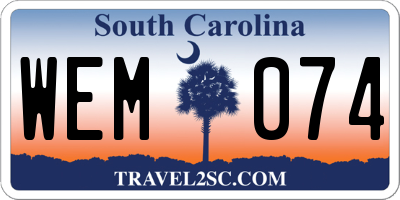 SC license plate WEM074