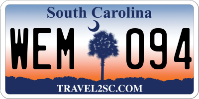 SC license plate WEM094