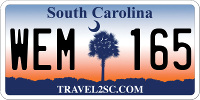 SC license plate WEM165
