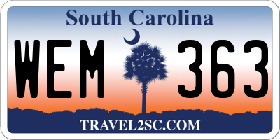 SC license plate WEM363