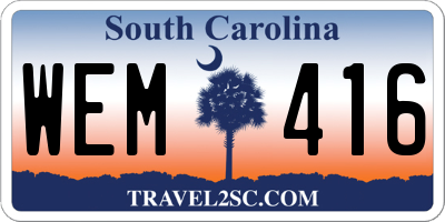 SC license plate WEM416
