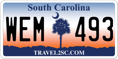 SC license plate WEM493