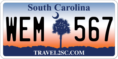 SC license plate WEM567