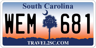 SC license plate WEM681
