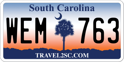 SC license plate WEM763