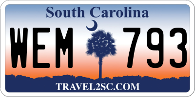 SC license plate WEM793