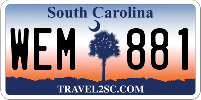 SC license plate WEM881