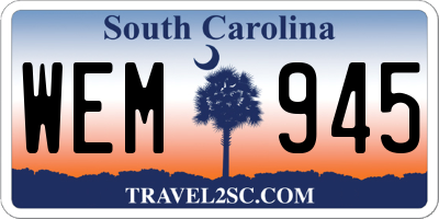 SC license plate WEM945