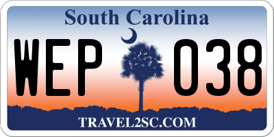 SC license plate WEP038