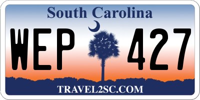 SC license plate WEP427