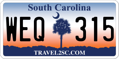SC license plate WEQ315