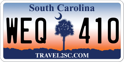 SC license plate WEQ410