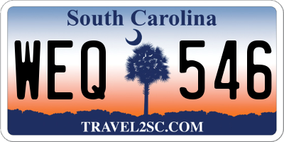 SC license plate WEQ546