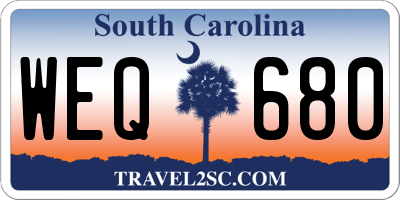 SC license plate WEQ680