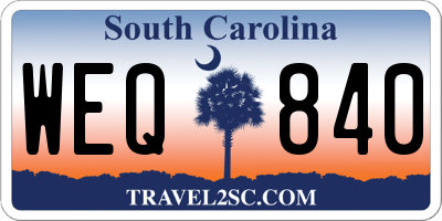 SC license plate WEQ840