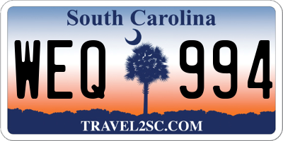 SC license plate WEQ994