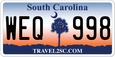 SC license plate WEQ998