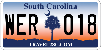 SC license plate WER018