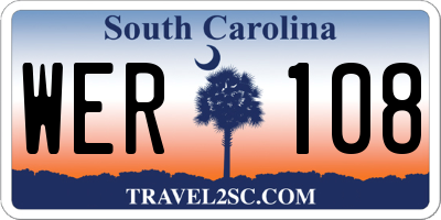 SC license plate WER108