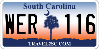SC license plate WER116