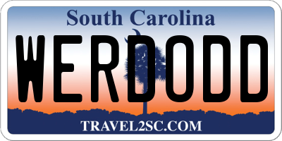 SC license plate WERDODD