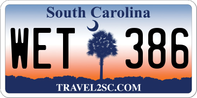 SC license plate WET386