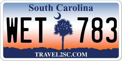 SC license plate WET783