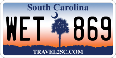 SC license plate WET869