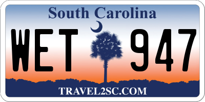 SC license plate WET947
