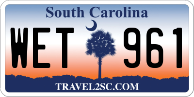 SC license plate WET961