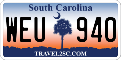 SC license plate WEU940