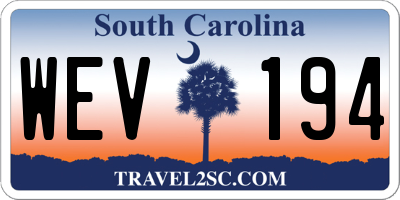 SC license plate WEV194