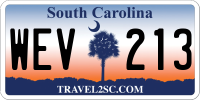 SC license plate WEV213