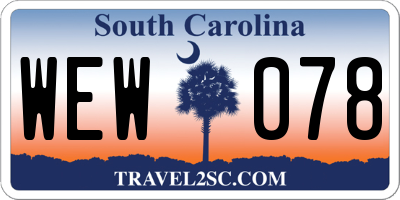 SC license plate WEW078