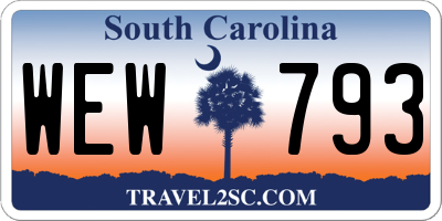 SC license plate WEW793