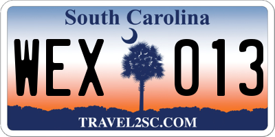 SC license plate WEX013