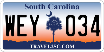 SC license plate WEY034